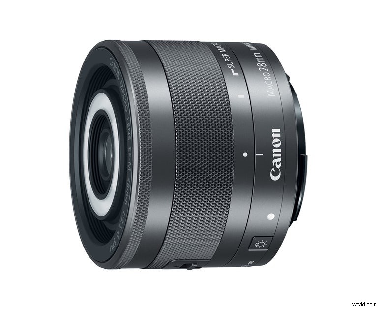 Canon EF-M 28mm f/3.5 IS macrolens met ingebouwd macro-ringlicht:een slim ontwerp 