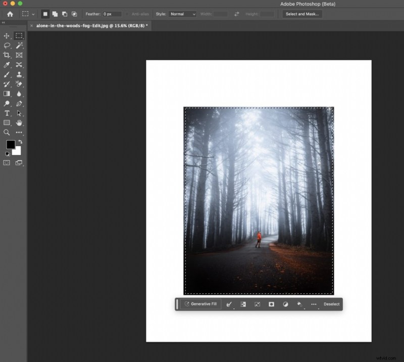Photoshop Genative Fill:breid afbeeldingen uit met AI - een uitgebreide handleiding 