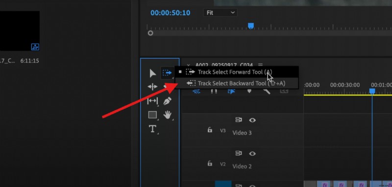 Premiere Pro Track Select Tool:masterclipsynchronisatie en efficiënte bewerking 