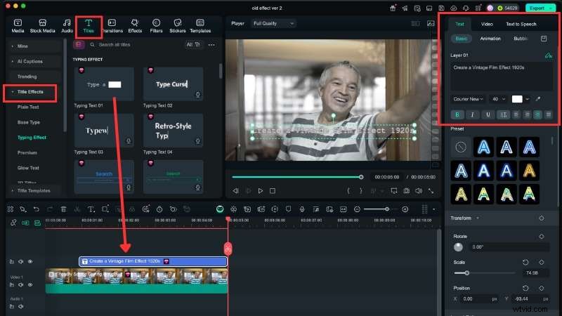 Maak vintage filmrollen uit de jaren 20 in Filmora:een stapsgewijze handleiding 