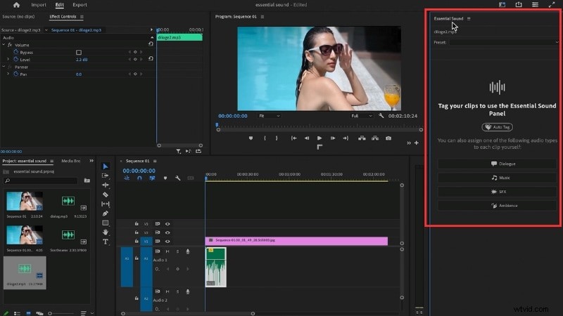 Het Essential Sound Panel van Adobe Premiere Pro onder de knie krijgen:een complete stapsgewijze handleiding 