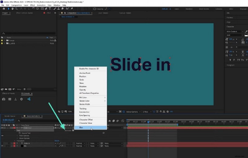 Tekstanimatie beheersen in Adobe After Effects:essentiële vaardigheden 