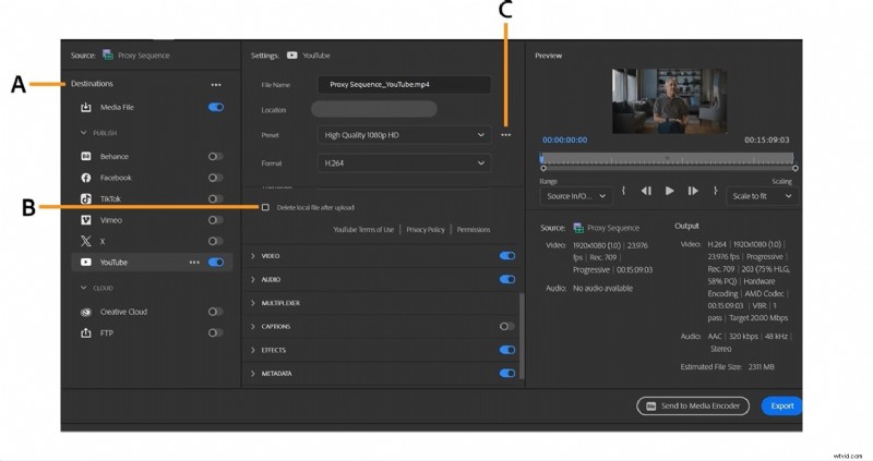 Premiere Pro-exportinstellingen:optimaliseer en vereenvoudig de videolevering 