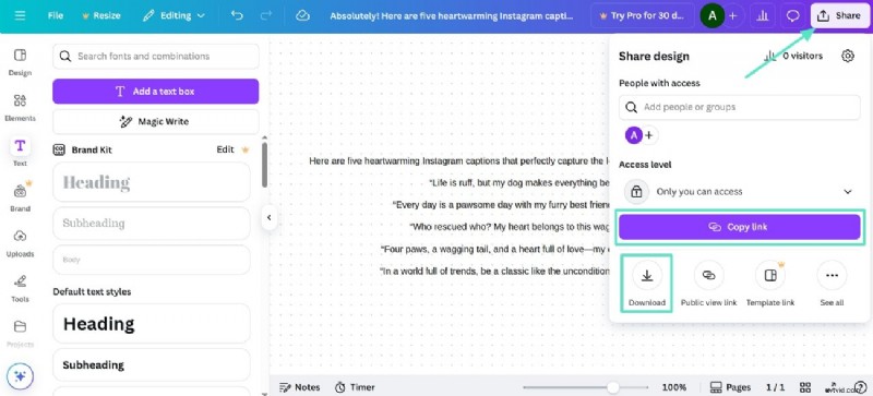 Maak verbluffende verticale tekst in Canva:een stapsgewijze handleiding 