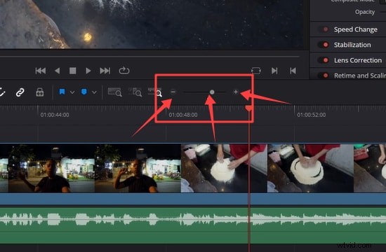 Tijdlijn beheersen Inzoomen DaVinci Resolve:een korte handleiding