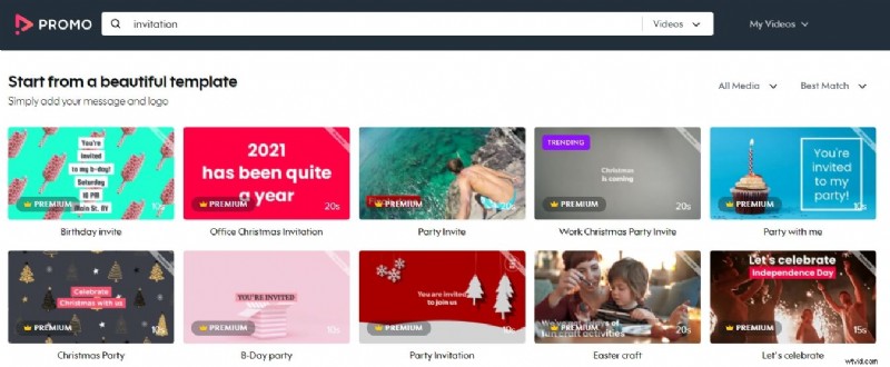 Gratis online maker van video-uitnodigingen:maak eenvoudig prachtige uitnodigingen 