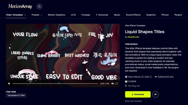 After Effects Vloeibare tekstanimatie:sjablonen en zelfstudie 