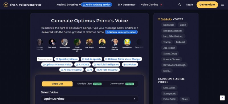Optimus Prime AI Voice Generator:realistisch stemklonen voor het maken van inhoud (2026) 