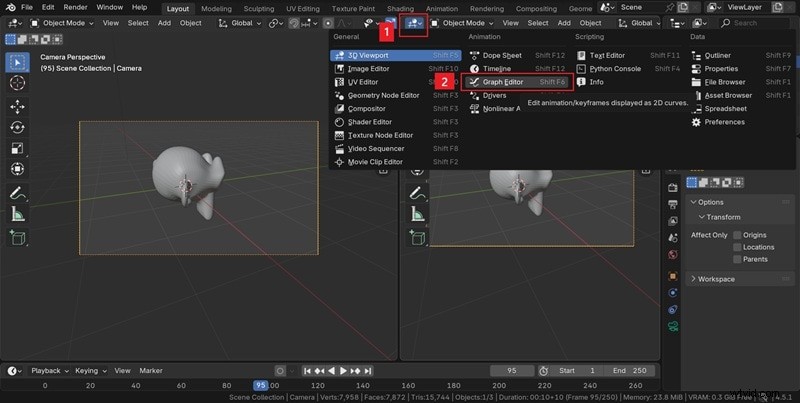 Blender-camera-animatie:vloeiende bewegingen met keyframes en paden | Handleiding 