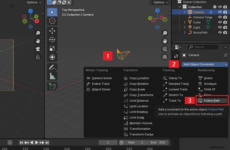 Blender-camera-animatie:vloeiende bewegingen met keyframes en paden | Handleiding 