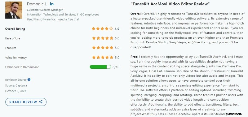 TunesKit AceMovi Review:functies, voordelen en is het geschikt voor u? 