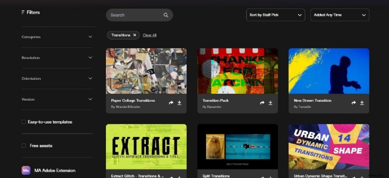 Premiere Pro-overgangssjablonen:verbeter uw videobewerkingen 