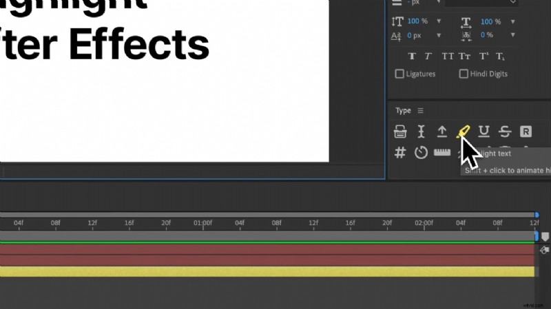 Teksthoogtepunten beheersen in Adobe After Effects:een uitgebreide handleiding