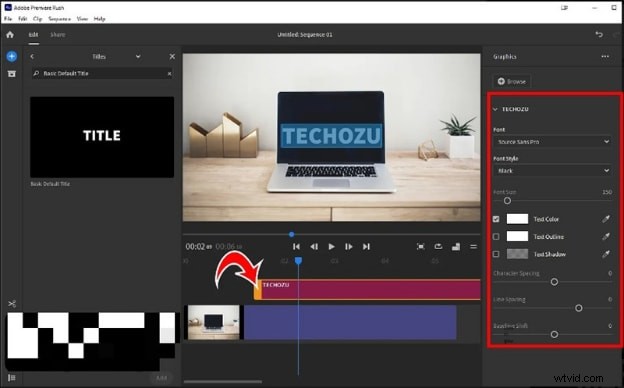 Tekst beheersen in Adobe Premiere Rush:een stapsgewijze handleiding 