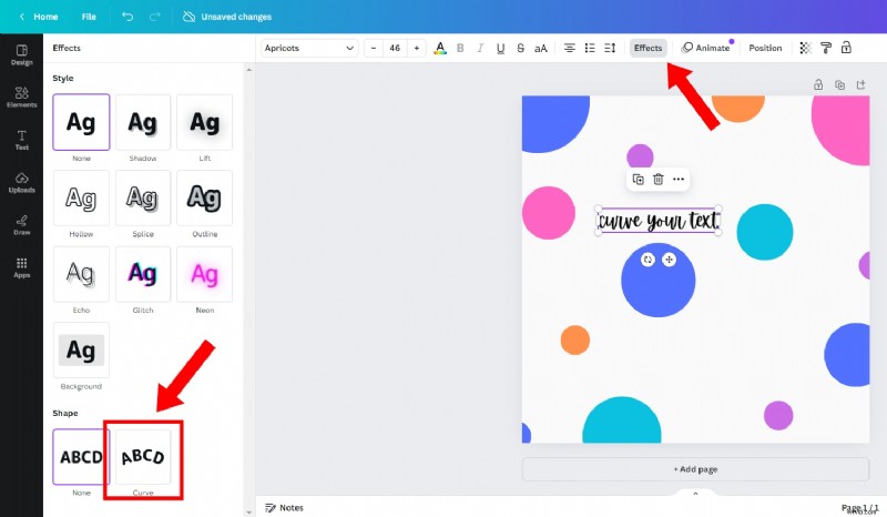 Gebogen tekst toevoegen in Canva:een snelle en eenvoudige handleiding 