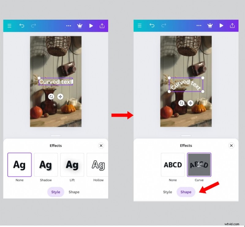 Gebogen tekst toevoegen in Canva:een snelle en eenvoudige handleiding 