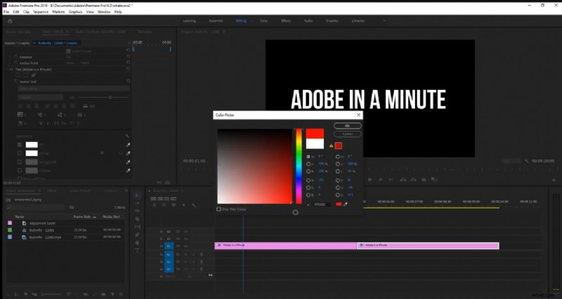 Tekstkleur wijzigen in Adobe Premiere Pro:3 methoden 