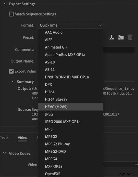 H.265 Codec in Premiere Pro:optimaliseer video s en verklein de bestandsgrootte 