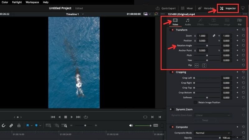 Snelle videorotatie in DaVinci Resolve:een beginnershandleiding 