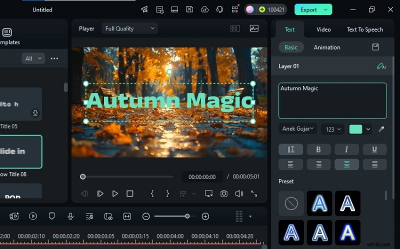 Filmora:eenvoudige tekstanimatie - sjablonen en effecten (mobiel en desktop) 