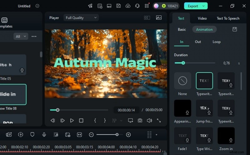 Filmora:eenvoudige tekstanimatie - sjablonen en effecten (mobiel en desktop) 