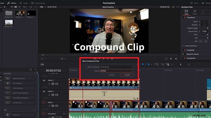 DaVinci Resolve Compound Clips:Průvodce pro začátečníky jednoduššími úpravami 