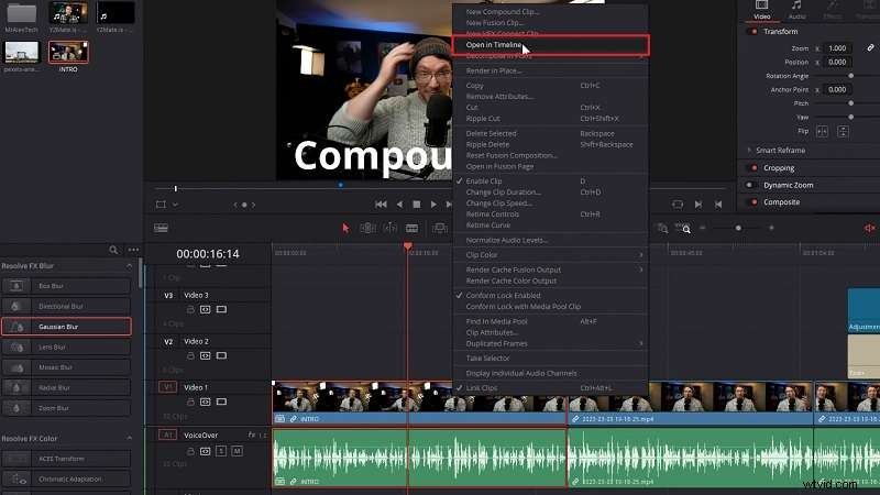 DaVinci Resolve Compound Clips:Průvodce pro začátečníky jednoduššími úpravami 