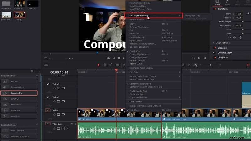 DaVinci Resolve Compound Clips:Průvodce pro začátečníky jednoduššími úpravami 