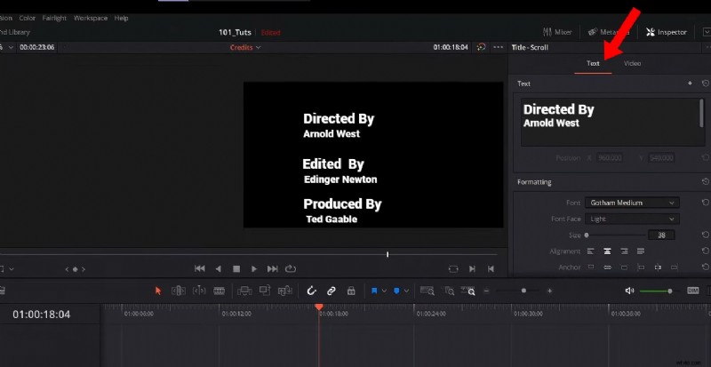 Creëer verbluffende scrollcredits in DaVinci Resolve:een stapsgewijze handleiding 