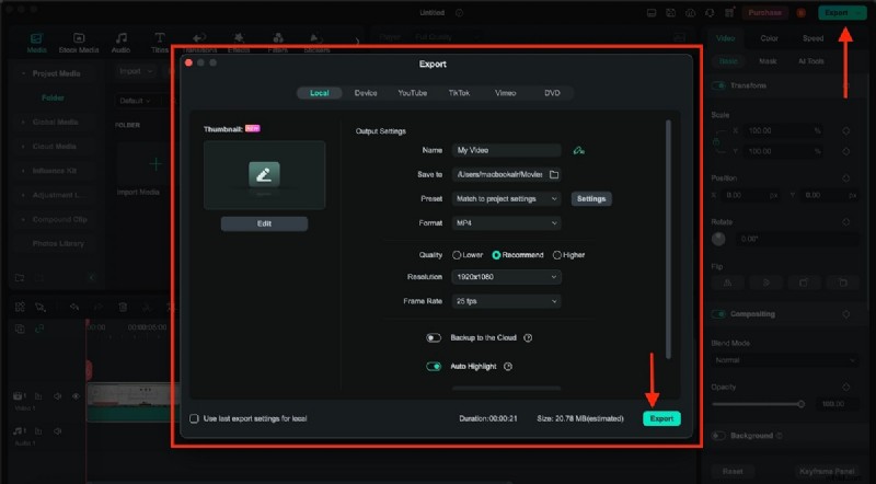 Converteer en verbeter de videoresolutie:gratis HD 1080p online met Filmora 