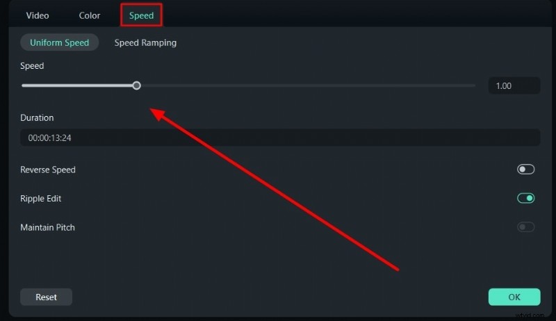 Videoweergave optimaliseren met framesnelheden en snelheid in Wondershare Filmora 