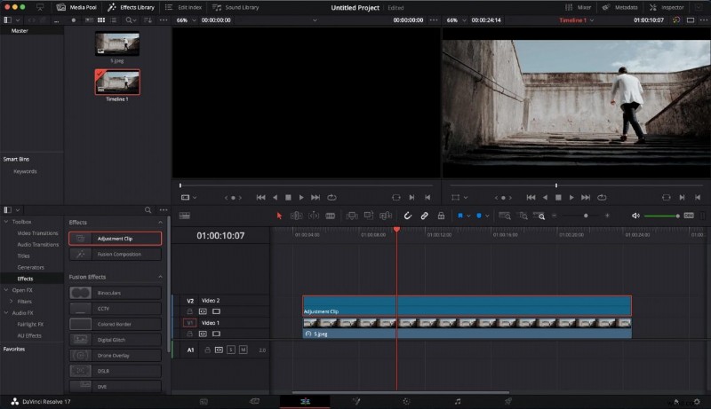 Voeg een aanpassingslaag (clip) toe in DaVinci Resolve:stap-voor-stap handleiding 