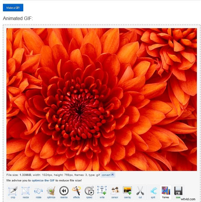 Beheers EZGIF:maak, converteer en snij GIF s eenvoudig bij 
