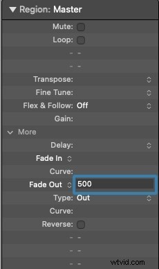Logic Pro X:Mastering Audio Fade Out Techniky 