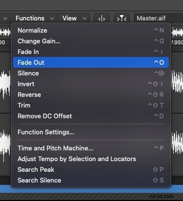 Logic Pro X:Mastering Audio Fade Out Techniky 