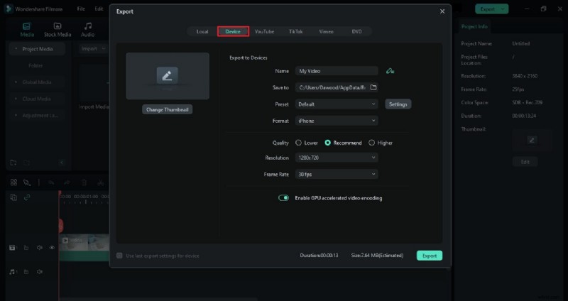 Video s van hoge kwaliteit exporteren met Wondershare Filmora:een stapsgewijze handleiding 