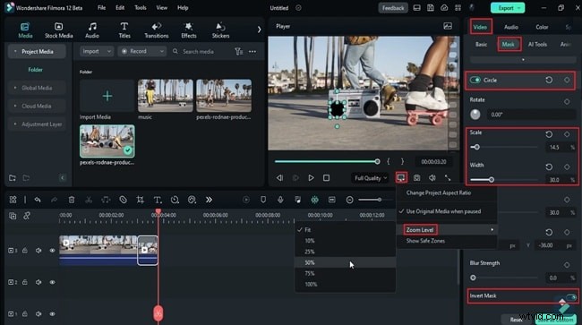 Beheers de snelle maskerzoomovergang in Filmora – stapsgewijze zelfstudie