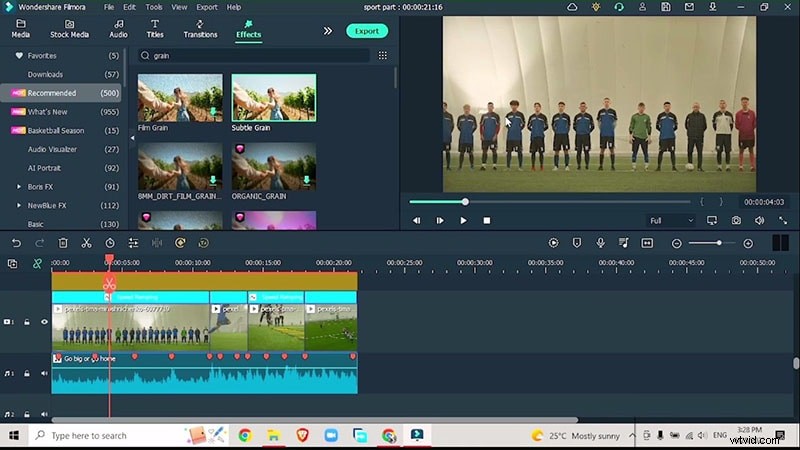 Professionele sporten benadrukken videobewerking met actie-effecten 