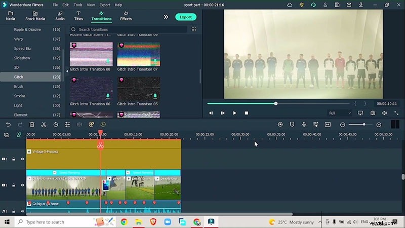 Professionele sporten benadrukken videobewerking met actie-effecten 