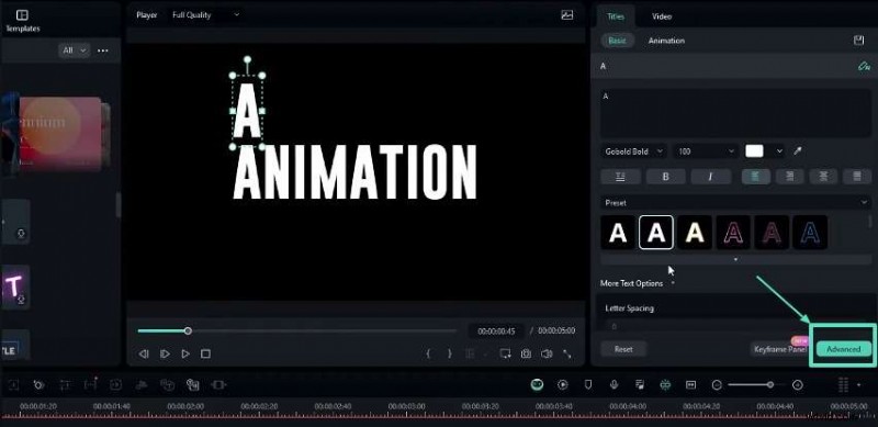 Beheers rollende tekstanimatie in Filmora 13 