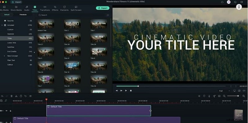 Cómo hacer títulos cinematográficos en Filmora 