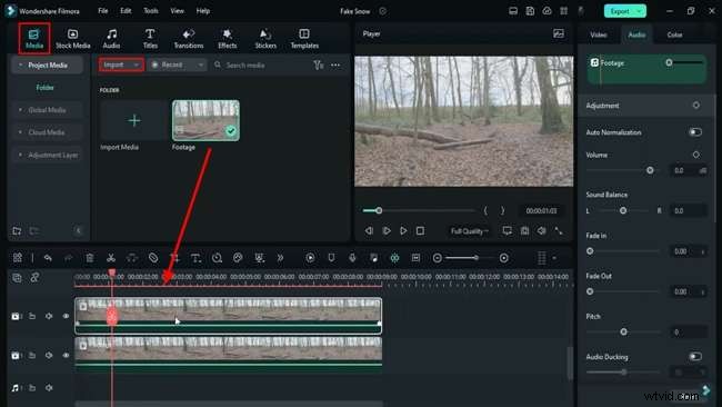 Professionele sneeuweffect-tutorial in Filmora 12 
