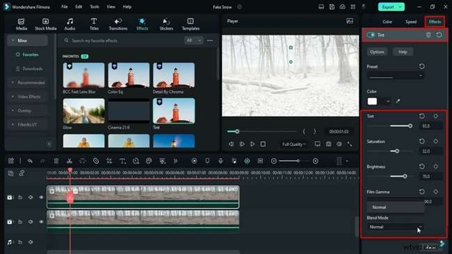 Professionele sneeuweffect-tutorial in Filmora 12 