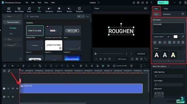 Een teksteffect met een opgeruwde rand maken in Filmora – Stapsgewijze handleiding 