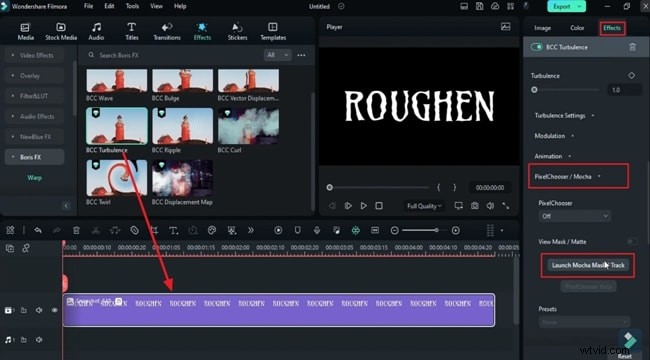 Een teksteffect met een opgeruwde rand maken in Filmora – Stapsgewijze handleiding 