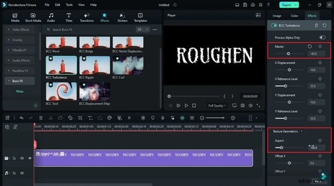 Een teksteffect met een opgeruwde rand maken in Filmora – Stapsgewijze handleiding 