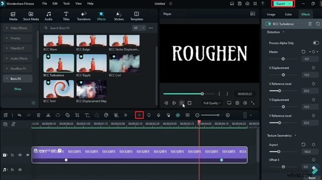 Een teksteffect met een opgeruwde rand maken in Filmora – Stapsgewijze handleiding 