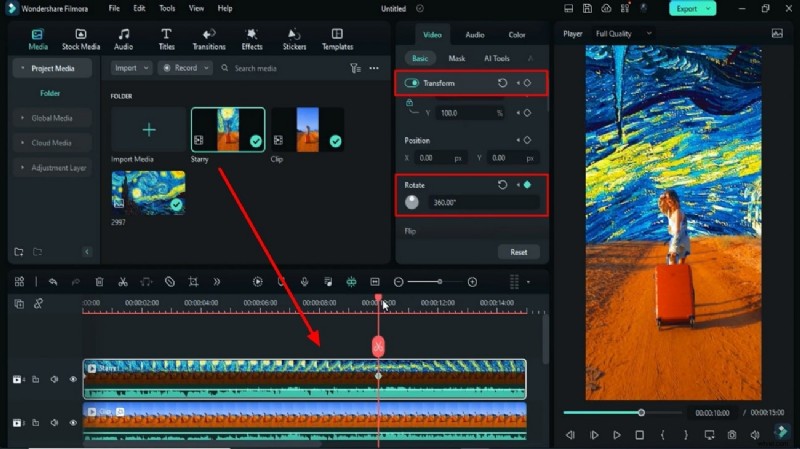Creëer een VanGogh-sterrenhemel met Filmora:stapsgewijze zelfstudie 