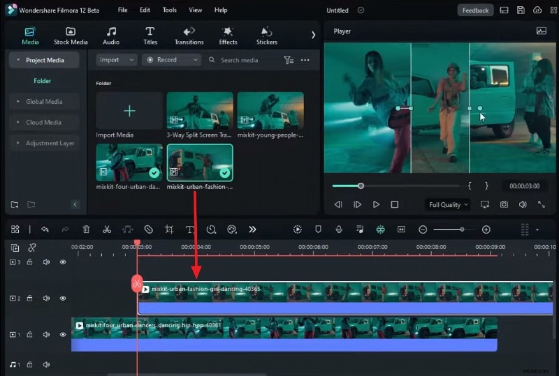 Beheers 3-weg gesplitste schermovergangen in Filmora:stapsgewijze zelfstudie 