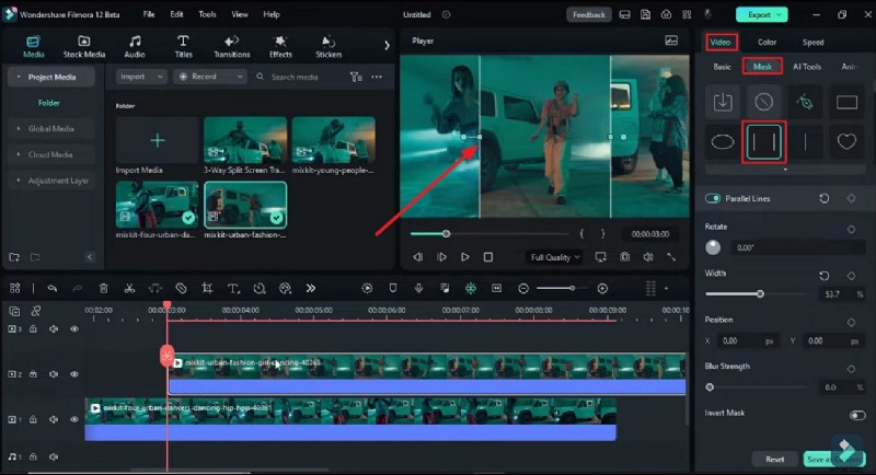 Beheers 3-weg gesplitste schermovergangen in Filmora:stapsgewijze zelfstudie 